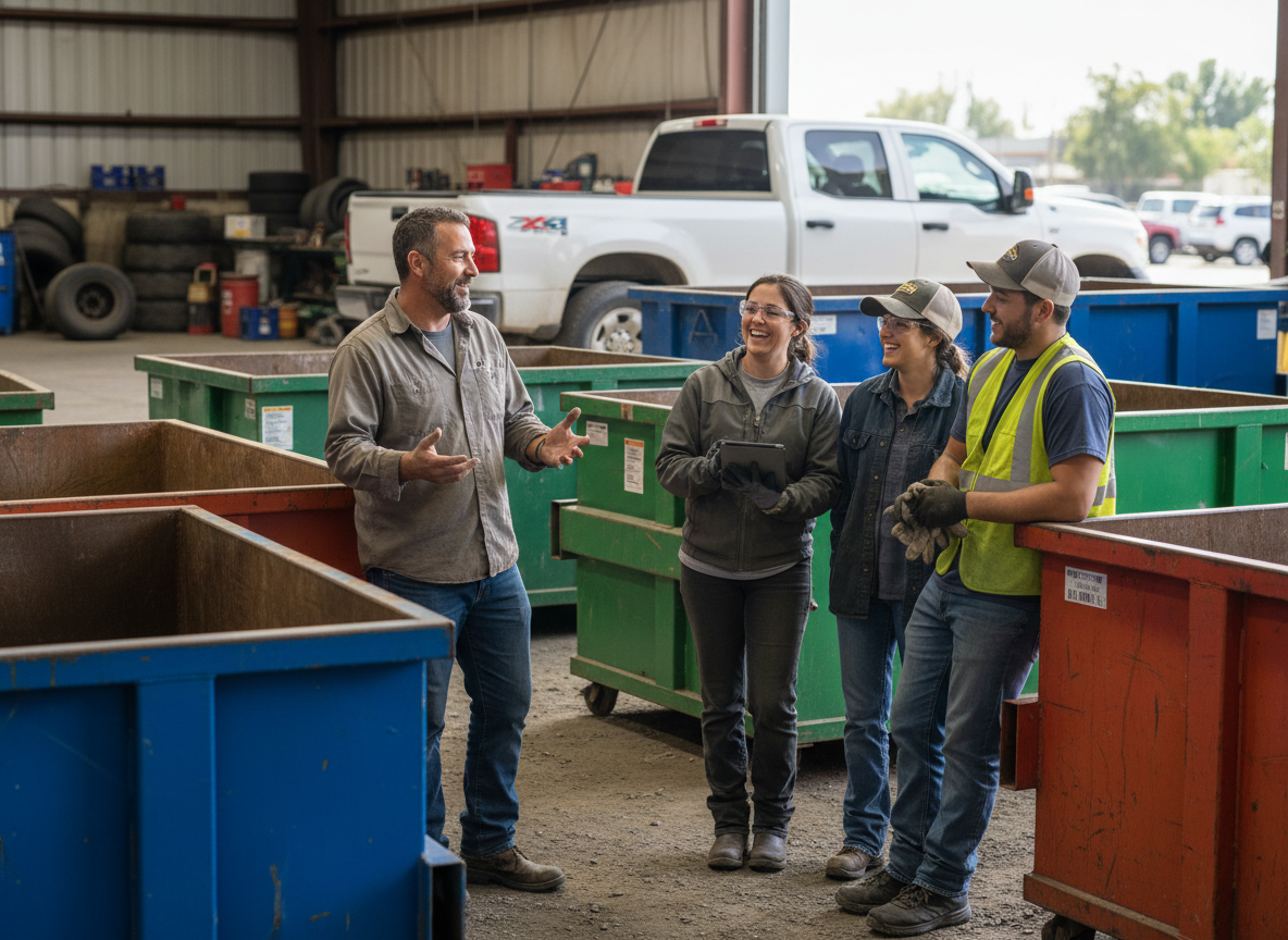 The Riverside Dumpster Rental pros team at work in Riverside